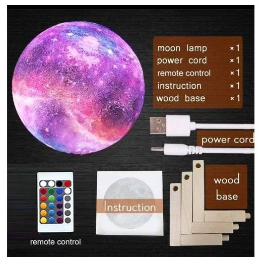 Generic Abajour Moon light Lampe LED,  3D, Rechargeable, contrôle Avec Télécommande,  16 coulours - image 2