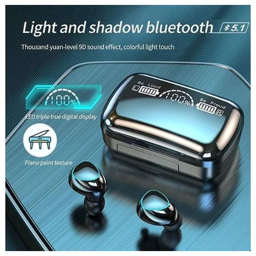 Generic Écouteurs Sans Fil M10 Bluetooth – Boîtier LED – Audio Stéréo – Noir - image 4