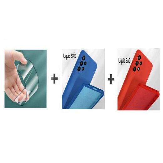 Case Pack : 2 pochette pour Samsung A72 souple silicone Noir et Rouge + ciramik