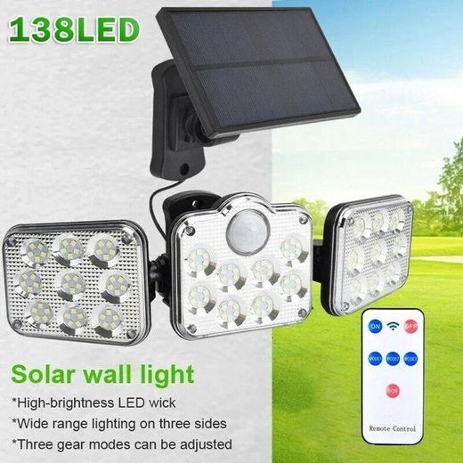 Generic Applique Murale LED avec Panneau Solaire et Détecteur de Mouvement, Luminaire Décoratif d'Extérieur, Idéal pour un Jardin, un délégations ou une Rue, 138