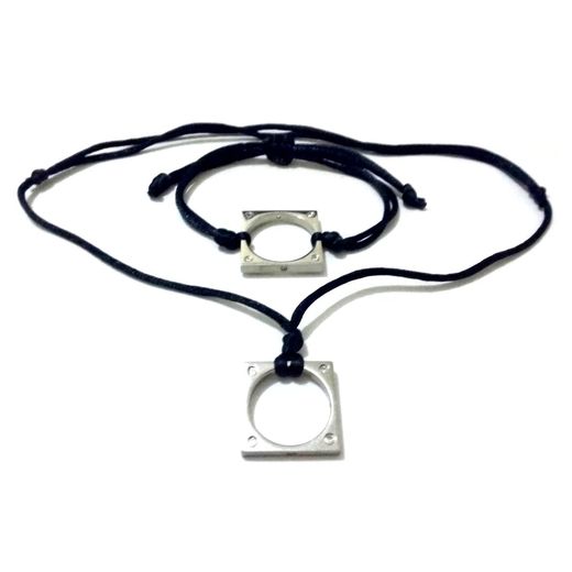 Generic Ensemble Collier Et Bracelet Pendentif En Acier Inoxydable Avec 16 Pierres