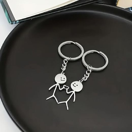 Generic 2 Pièces Porte-clés en forme de cœur assorti, cadeau de couple unisexe, Porte-clés fantaisie drôle pour la Saint-Valentin Keychain Cadeau Créatif Keychians Pendant - image 4