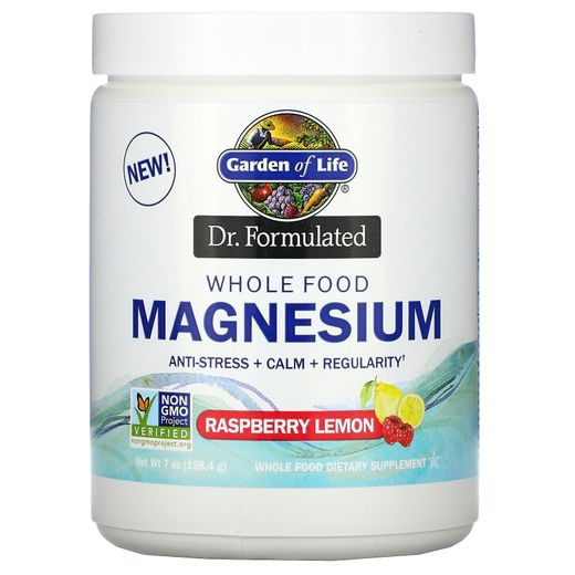 Garden Of Life Dr. Formulated, Poudre de magnésium à base d’aliments entiers, Framboise/Citron, 198,4 g