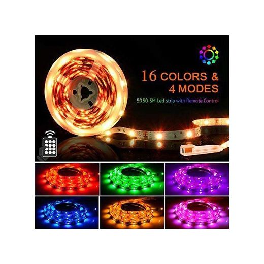 Generic Ruban LED 5050 RGB 5M  – 300 LEDs, Étanche, Télécommande et Alimentation 12V Incluses - image 3