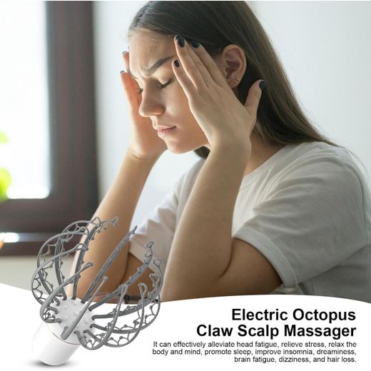Mar Masseur de cuir chevelu électrique en forme de griffe de poulpe, rechargeable, pour la relaxation, les tensions et le sommeil