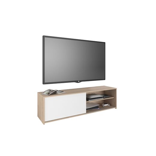 Kitea MEUBLE TV TOMY - Chêne / Blanc