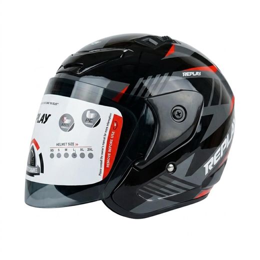 Replay Casque Moto – Design Sportif & Haute Sécurité – Noir et Rouge