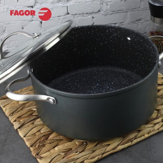 Fagor SAVIA 20 Faitout Premium en Granite – Diamètre 20 cm, 3.5 Litres, Aluminium Forgé Ultra Résistant, Couvercle en Verre – Cuisson Rapide et Saine – Tous Feux dont Induction - image 3