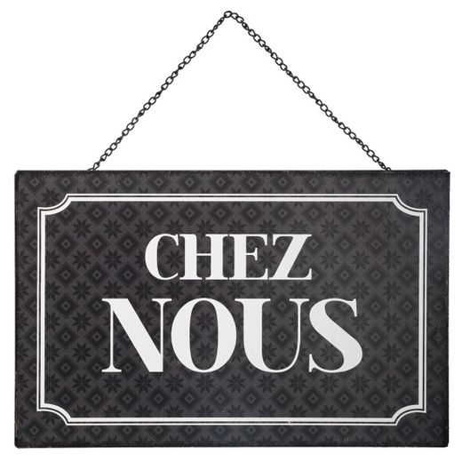 Atmosphera Plaque en métal "CHEZ NOUS" (28x18 cm)