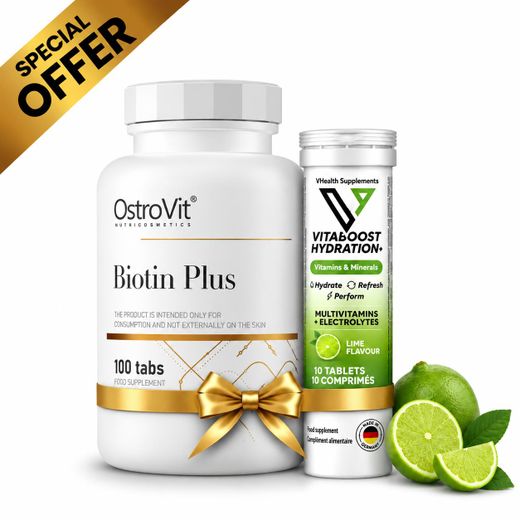 OstroVit Pack Biotin Plus 100 Tabs + Vitamins & Minerals Citron Vert 10 Comprimés