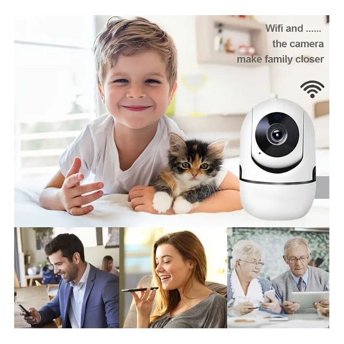 Generic Caméra Surveillance WiFi Intérieur 1080P, Camera IP WiFi & Ethernet  360, Suivi de Mouvement, Audio Bidirectionnel pour Bébé à prix pas cher