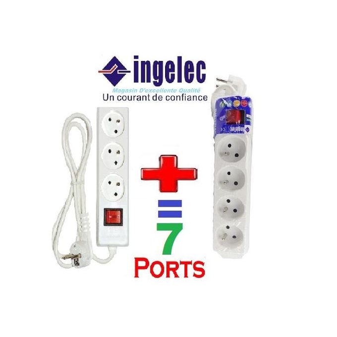 Ingelec Rallonge Multi-Prises - 3 Ports - Blanc - Prix pas cher