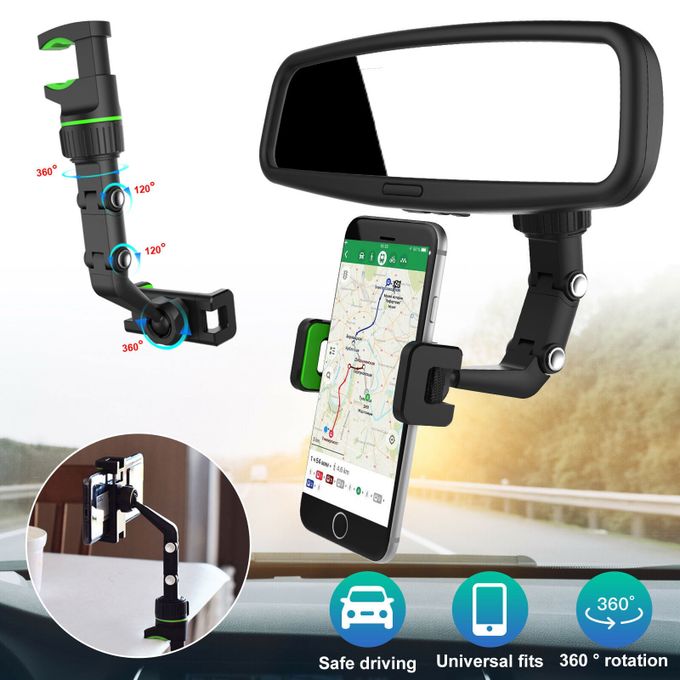 Support de téléphone pour voiture, support de voiture universel à rotation  à 360° avec clip stable et un bouton de déverrouillage compatible avec