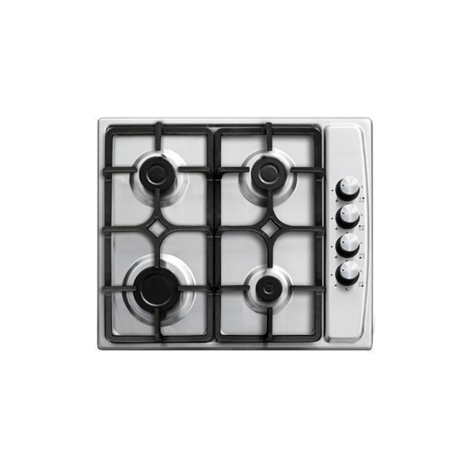 Venezia Plaque de cuisson encastrée 60cm 4 feux à gaz électrique  en acier inox avec grille fonte
