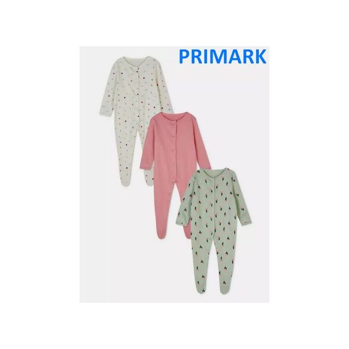 Compare Primark Pack 3 pieces Grenouillere Pyjama pour bebe fille Price