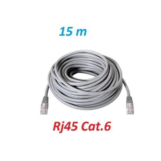 Câble Ethernet RJ45 CAT6 15M pour : ADSL / LAN / Récepteur / TV / PC /  Camera