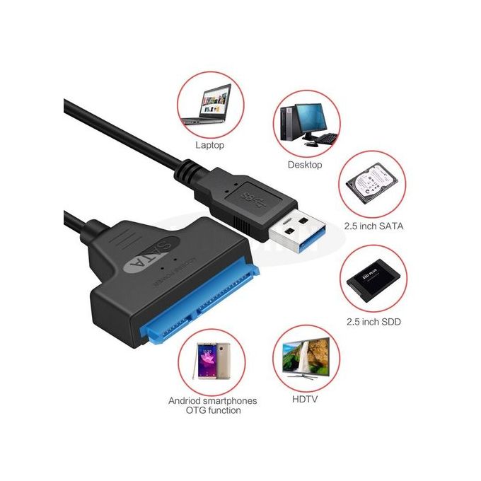 USB 2.0 à SATA 22Pins Câble pour disque dur 2.5 - Informatique