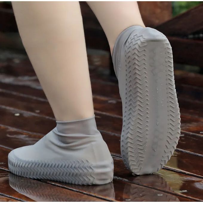 Couvre-chaussures unisexe en Silicone, imperméable, réutilisable,  antidérapant, contre la pluie - Gris, blanc