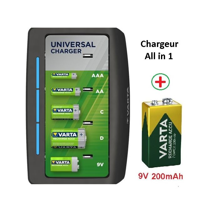 Chargeur de piles universel AAA / AA / C / D / 9V 5h VARTA