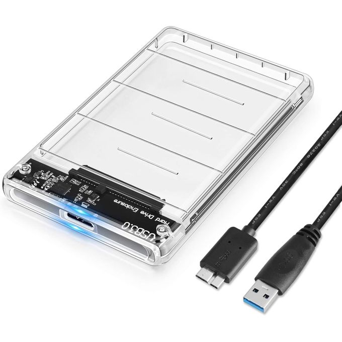 BOITIER EXTERNE PLASTIQUE MICRO USB 3.0 POUR DISQUE DUR SATA SSD 2.5 CORDON