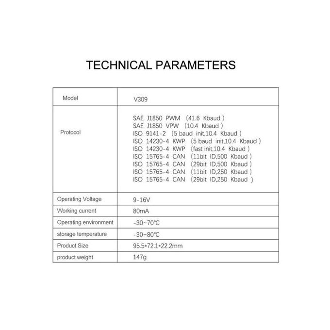 Generic Outil de Diagnostic automobile universel V309, lecteur de Code de  défaut OBDII à prix pas cher