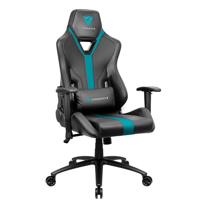 Fauteuil de bureau gamer gris et bleu turquoise pour votre confort