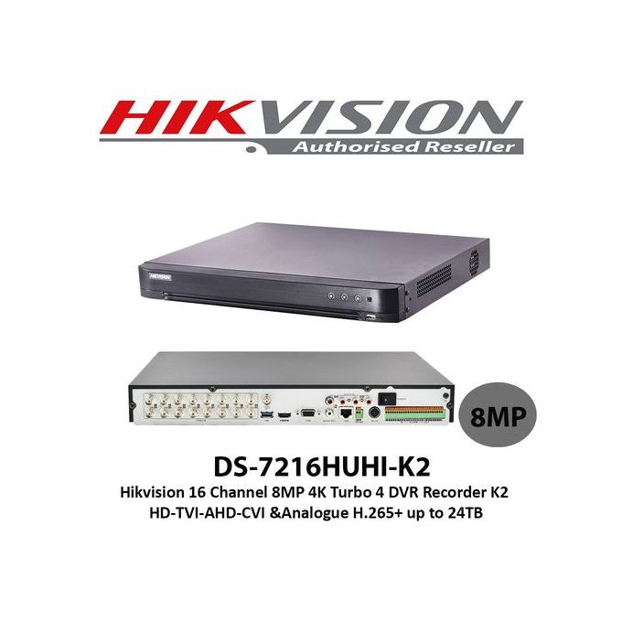 Hikvision DVR 16CH Up to 8MP Turbo 4K ( Support 8MP,5MP,4MP et 2 disque Dur up to 24TB )