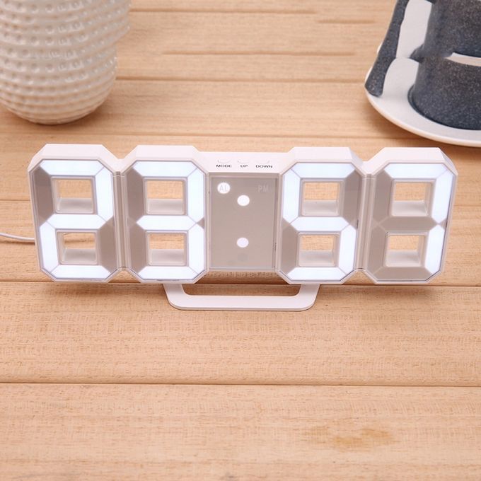 3D LED Horloge Digital murale affichage 24 et 12 heures alarme snooze