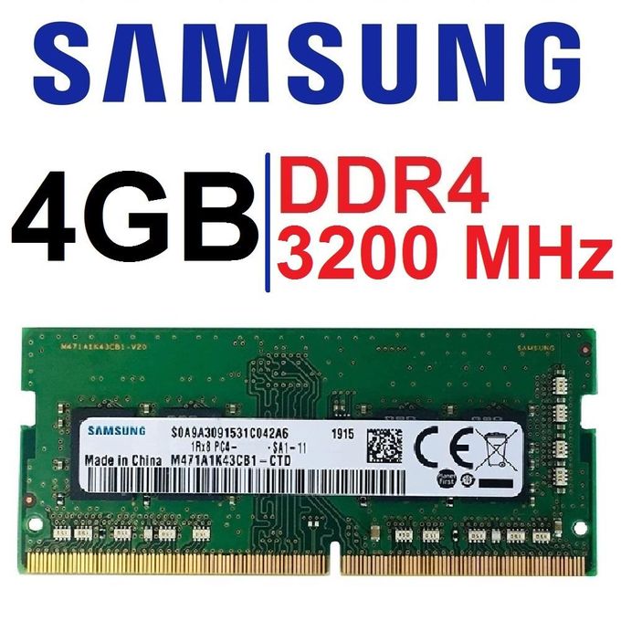 Compare Samsung RAM PC Portable 4GB DDR4 3200Mhz Pour Ordinateur Portable Memoire Vive RAM Price