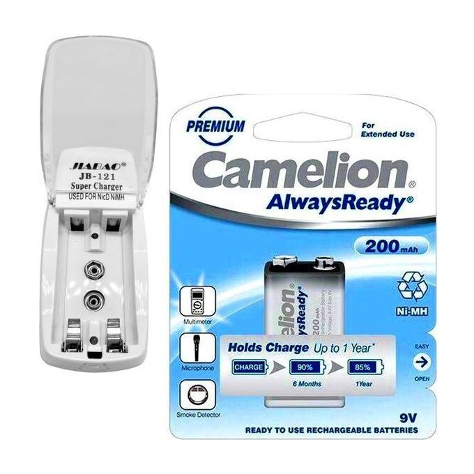 Camelion Lot de Batterie 9V 200mAh Ni-MH Rechargeable et Chargeur 2x 9V 2x  AAA 2x AA à prix pas cher