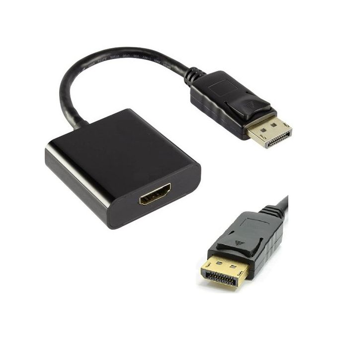 Câble / Adaptateur Vidéo DisplayPort Mâle vers HDMI Femelle 23cm, LinQ -  Noir - Français