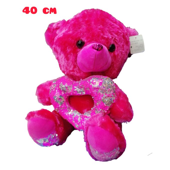 Gros nounours tout doux en velours côtelé rose poudré, doudou pour