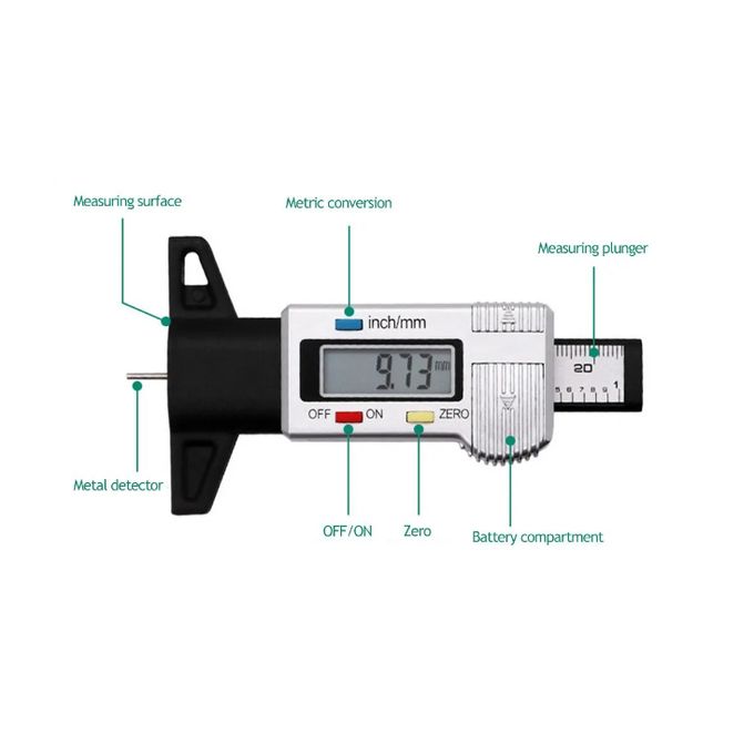 Generic Jauge de profondeur numérique LCD pour voiture, jauge de bande de  roulement, outil de mesure, outils de réparation d'étrier, 0-25mm, 1 pièce