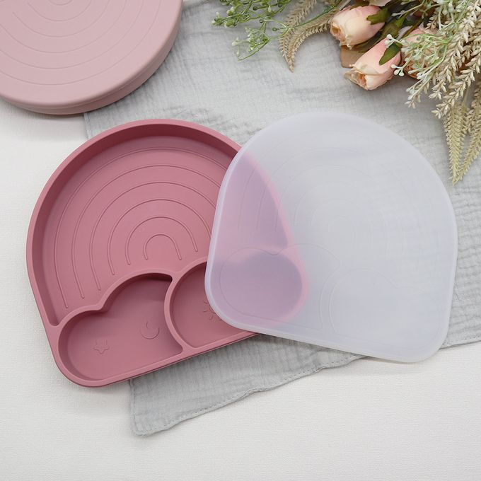 BABYMY Set repas pour bébé complet assiette avec ventouse - kit en silicone  sans BPA à prix pas cher