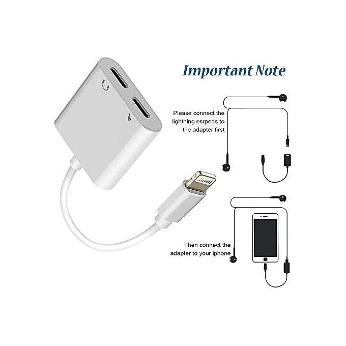 Adaptateur 2 en 1 pour iPhone - Lightning vers double Lightning - Leantuq -  blanc - Bon Plan Mobile