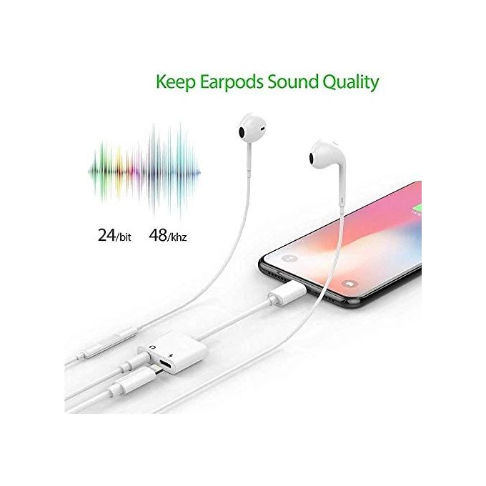 Wisdomup Double adaptateur Lightning 2 en 1 pour casque audio et chargeur  pour iPhone iPad à prix pas cher