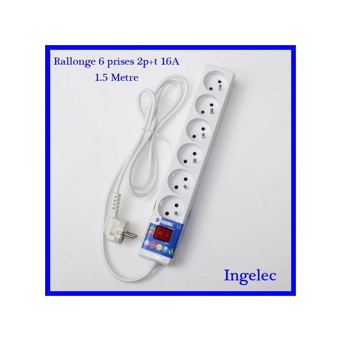 Ingelec Pack 2 Rallonge Multiprise Bloc Multiprises électrique 7 prises  interrupteur à prix pas cher