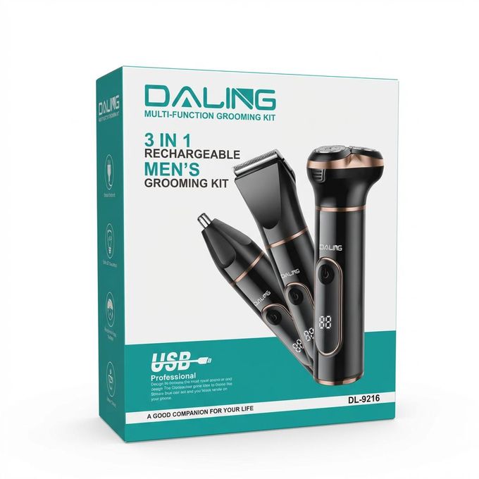 Daling ماكينة حلاقة كهربائية للرجال 3 في 1 بشاشة رقمية – قابلة للشحن USB