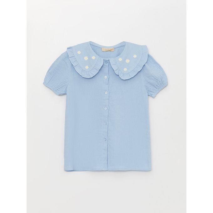 Lc Waikiki Chemise à manches courtes pour fille avec col bénitier brodé