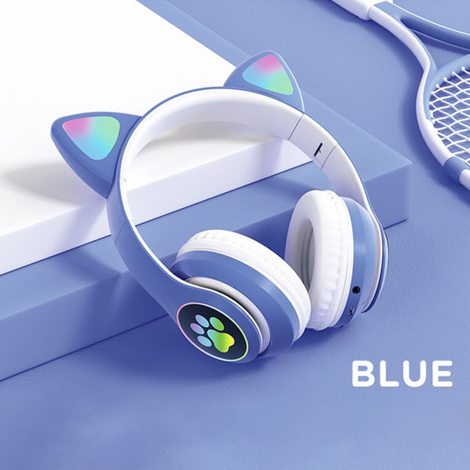Cat Ear LED Casque Bluetooth pliable pour enfants, 2 en 1 filaire / sans  fil Mode HD stéréo Son pour PC et smartphones. (Rose)