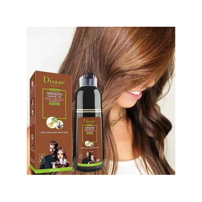 Disaar Shampoing colorant pour cheveux, Ginseng et huile de serpent, brun,  400ml à prix pas cher