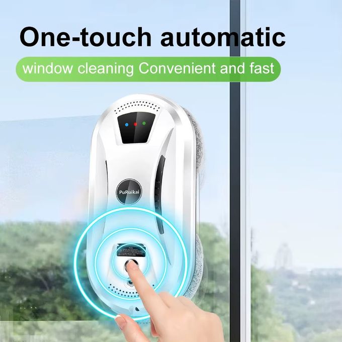 Jemyths Robot de nettoyage de vitres intelligent avec technologie de pulvérisation d'eau double croix, 5800 PA, haute puissance d'aspiration pour vitres, carreaux et fenêtres hautes