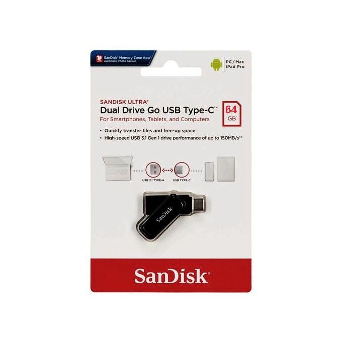 Clé USB Type-C™ SanDisk Ultra Dual Drive Go - 64 Go (SDDDC3-064G-G46) prix  Maroc