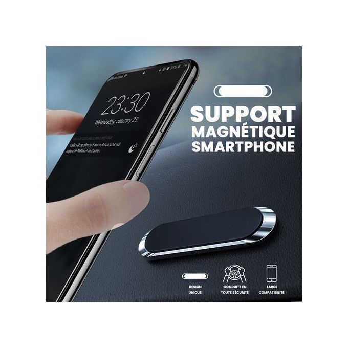 Support Adhésif Smartphone Magnétique, Rotatif, Wiwu - Argent - Français