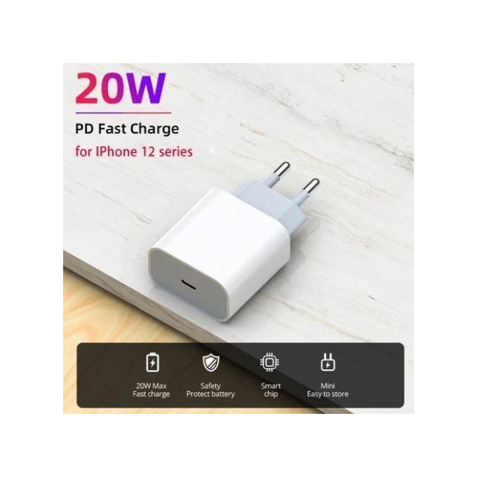 Generic adaptateur-chargeur-20w-de-iphone-12-series-usb-type-c-power-adapter-avec-cable  à prix pas cher