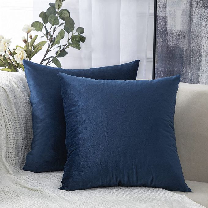 Housses De Coussin Décoratif Carrées En Velours (45 x 45 cm) Bleu Marine