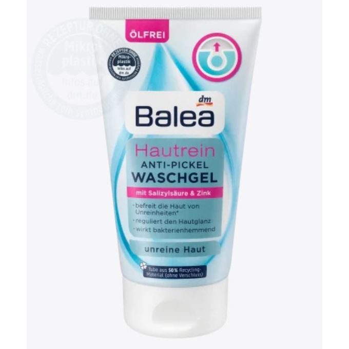 Balea Gel Lavant pour Visage Anti-boutons Balea Hautrein - Soin Visage Avec Acide Salicylique et Zinc