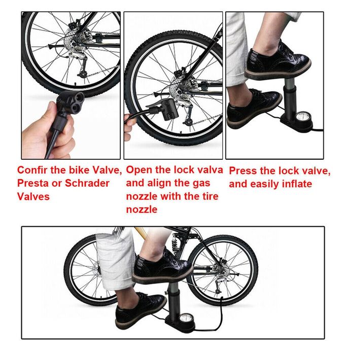 Generic Pompe à pied haute pression pour vélo, Portable, avec