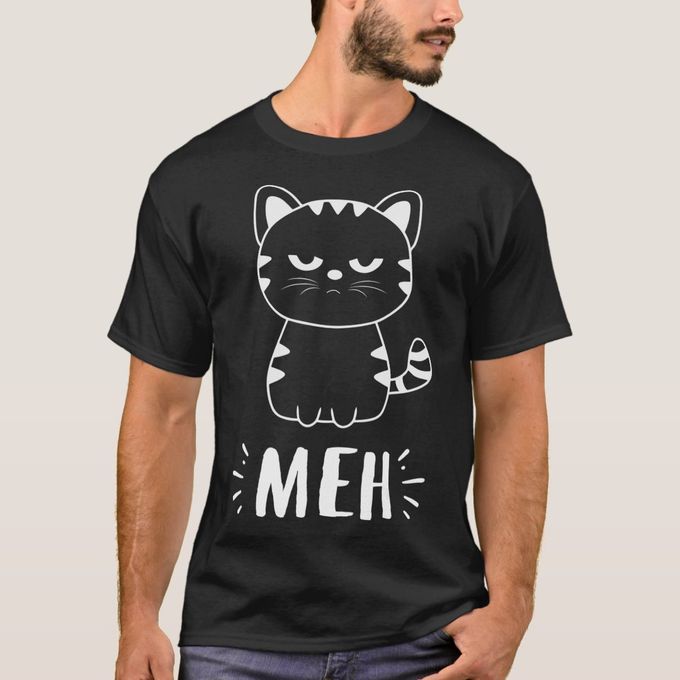 Generic Funny Cat Gift for Cat Lovers Women Girls Meh Cat T Shirt