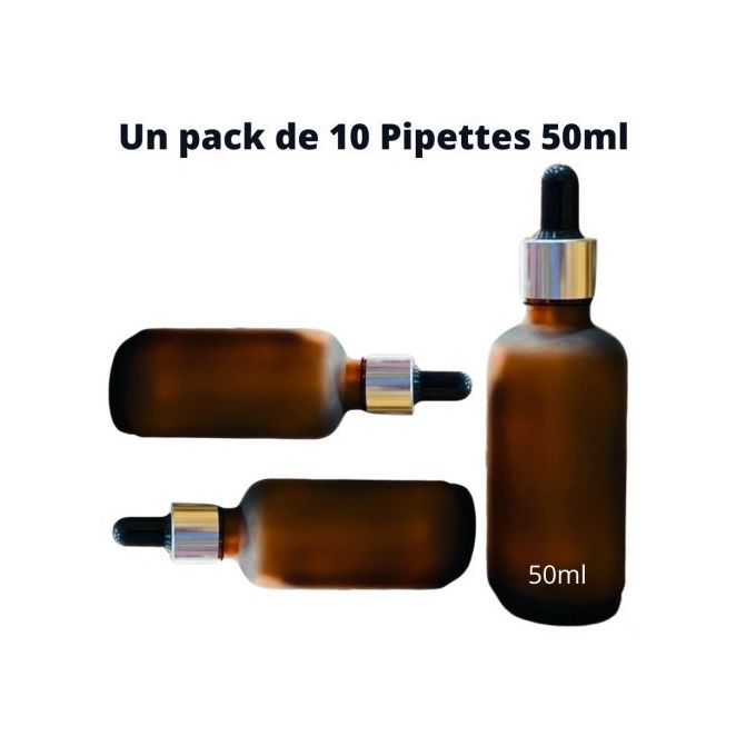 Generic Pack de 10 Pipette compte-gouttes en verre Marron bouchon Argenté  pour huiles et cosmétique 30ml à prix pas cher
